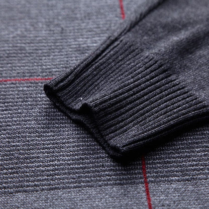 Zipper Thick Warm Winter Striped Knitted Pull Sweater Men Wear Jersey Mens Pullover Knit Mens Sweaters Male Fashions 93003