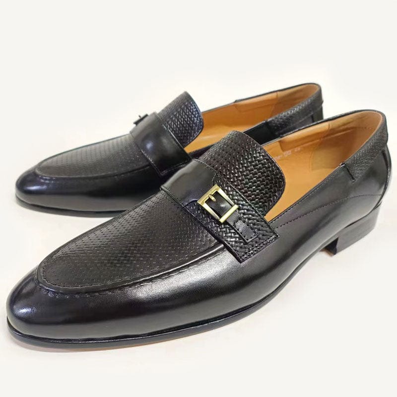 Formal Dress Shoes for Male British Buckle Retro Formal Loafers Classic Wedding Party Slip on Casual Daily EVA Driving Men Shoe