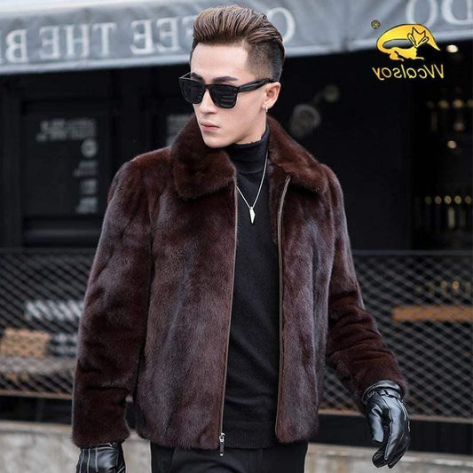 2022 Autumn Winter New Men&#39;s Faux Mink Fur Coat Lapel Thick Warm Jackets Fashion Mens Eco-Friendly Faux Fur Coats Jackets L49