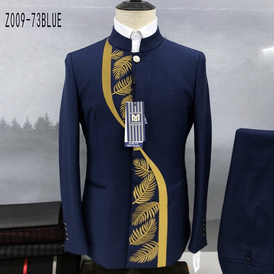 2022 Moda Nouă Bărbați Ocazional Boutique Chinezesc Guler Stand Tunica Costum Design Set 2 Piese Blazere Jachetă Palton Pantaloni Pantaloni