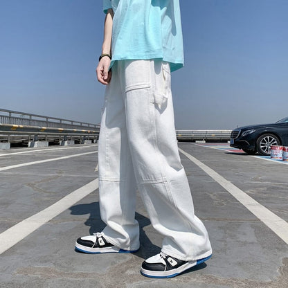 LAPPSTER Men Patchwork Baggy Casual Jeans Pants  Mens Y2k Japanese Streetwear Denim Trousers Male Vintage Kpop Fashion Jeans