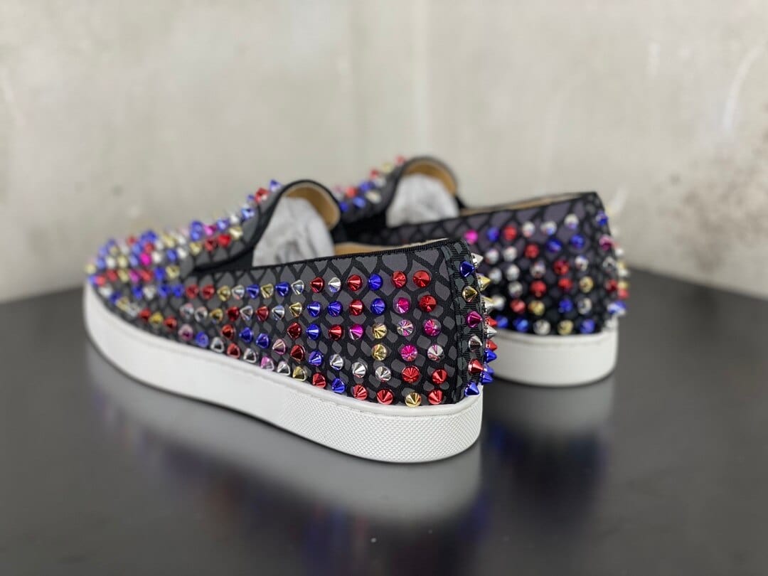 Designer Shoes Luxury Men's Shoes, Red Bottom Shoes Leather Low Top Rivet Men's Shoes Casual Shoes Couple Shoes Casual Sneakers