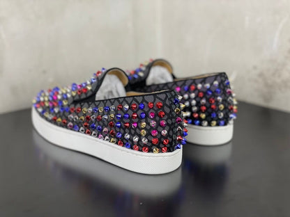 Designer Shoes Luxury Men's Shoes, Red Bottom Shoes Leather Low Top Rivet Men's Shoes Casual Shoes Couple Shoes Casual Sneakers