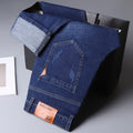 Straight Men's Classic Blue Black Grey Denim Elastic Regular Fit Male Stretch Jeans Business Casual  Style Pants