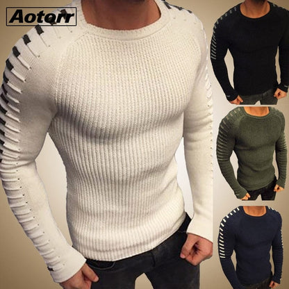 Autumn Winter Sweater Men  New Arrival Casual Pullover Men Long Sleeve O-Neck Patchwork Knitted Men Sweaters Streetwear