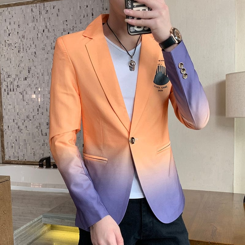 Blazer Fot Men 2022 Spring New Male Gradient Suit Jacket Masculino Korean Style Slim Fit Casual Men Fashion Trend Dress Jacket