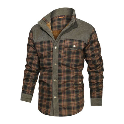 Fannel Shirt Style Jacket Autumn Winter Men's Warm Cotton Outwear Fleece Thick Daily Leisure Multiple Pockets Coat