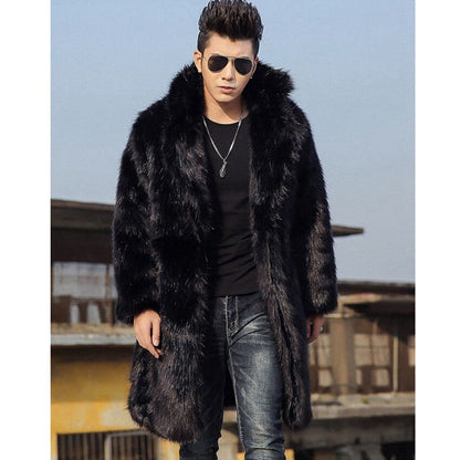 Men's Winter Coats Wool Jackets Long Winter Jacket Fur Parka Men Plus Size The New Faux Fur Fur Coat Korean Style Thick Trench