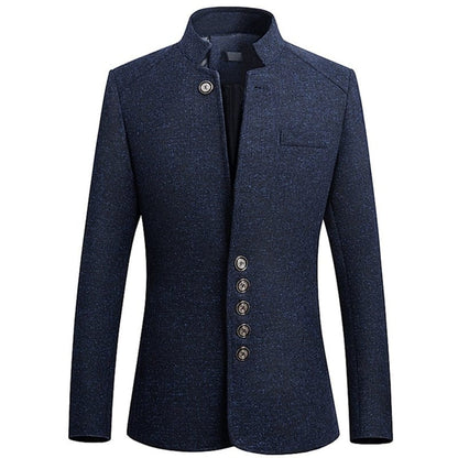 Custom Blazers Chinese Style Stand Collar Printed Suit Jacket / High End Business Casual Large Size M-5XL