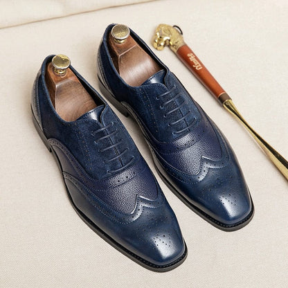 High Quality Men's Dress Leather Shoes Lace up Casual Shoes Men Dress Shoes Brogue Shoes Vintage Classic Business Wedding Shoes