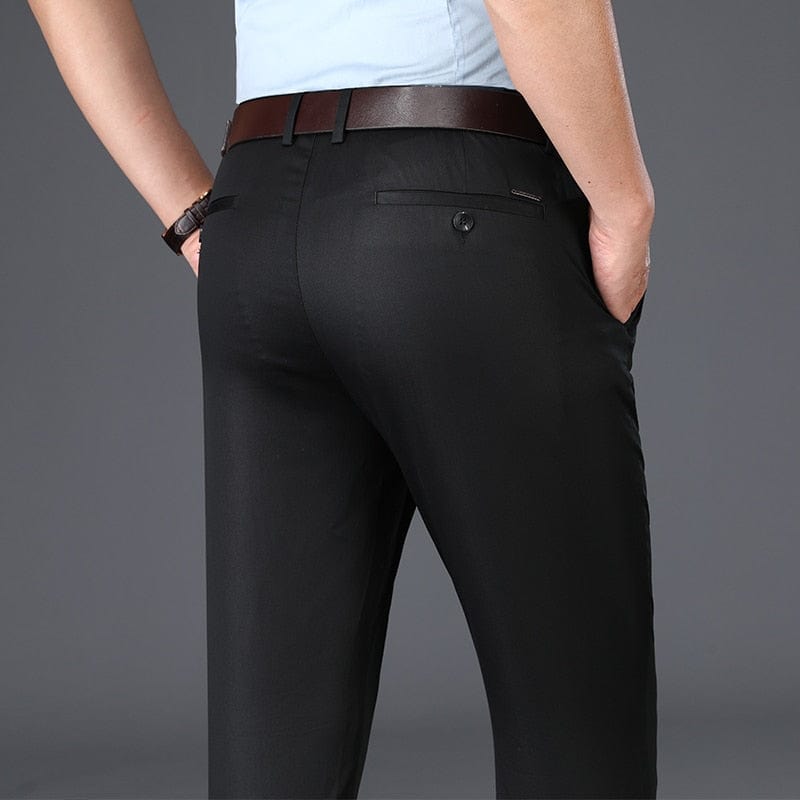 BROWON 2022 New Arrival Casual Pants Men Mid Waist Straight Formal Long Trouser Adult Solid Color Flat Design Pant Business Men