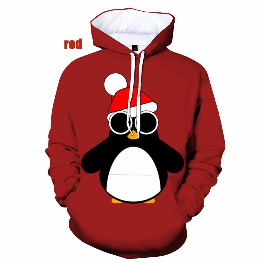 2022 Women Men New Fashion 3D Print Casual Hoodies Cute Penguin Print Pullover Sweatshirt Hoodie Size XS-5XL