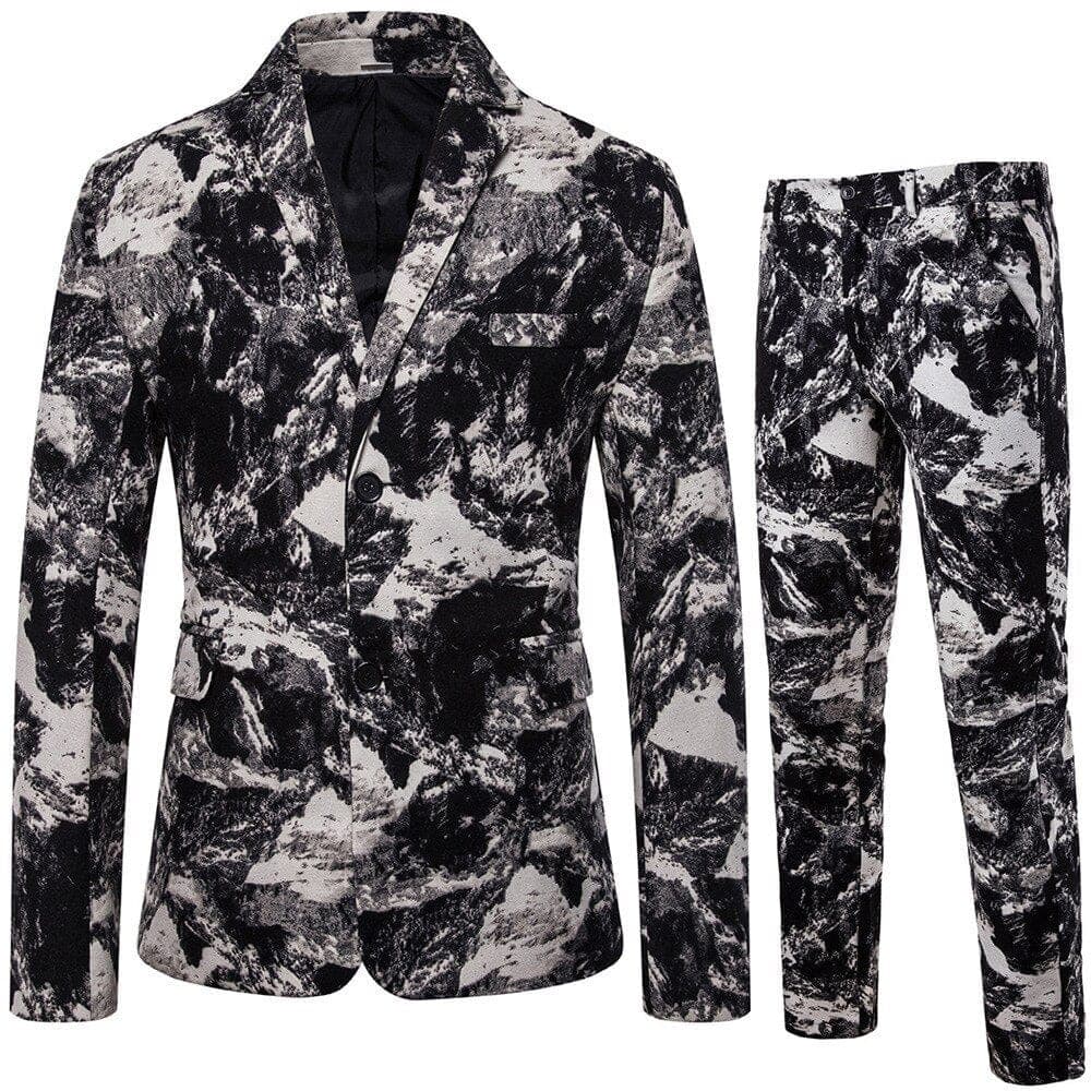 New Men's Fashion Suit Two-piece Casual Blazers 3D Floral Print Fashion Men Blazer Mens Suits with Pants Party Stage Bar