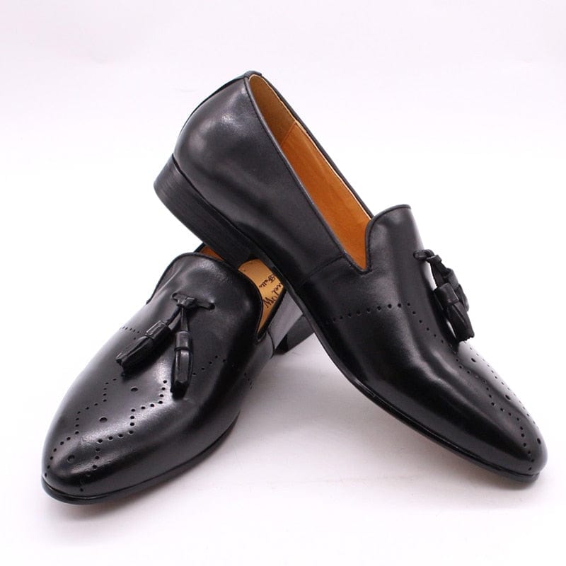 FELIX CHU Men&#39;s Tassel Loafers Calf Genuine Leather Wedding Party Men Casual Dress Shoes Fashion Gentleman Stree Style Men Shoes