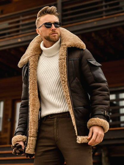 Autumn and Winter Premium New Men's Fur Thickened Mid Length Leather Jacket