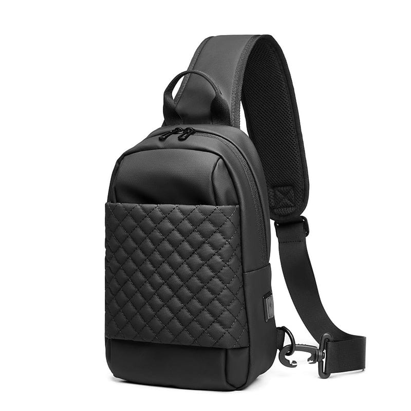 EURCOOL Messenger Bag for Men Black Crossbody Bags men for 7.9&quot; iPad Waterproof Shoulder Bag USB Charging Chest Pack n1903