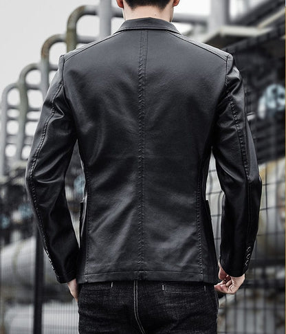 High Quality5XL Men's Fashion Business Elegant Solid Color Teen Leather Jacket Casual Slim Gentleman Italian Style Formal Blazer