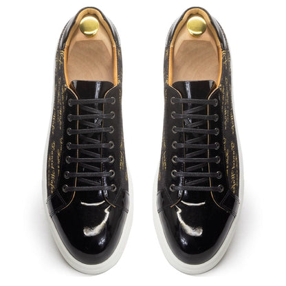DANIEL WAFER Men's Casual Shoes Luxury Patent Leather Shoes Male Fashion High Quality Lace Up Flats Comfortable Sneaker for Men