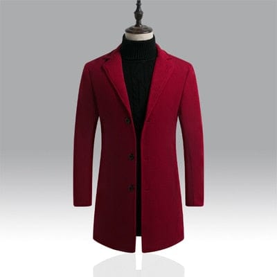 New Men's Casual Long Windbreaker Jacket / Male Solid Color Single Breasted Trench Coat Jacket