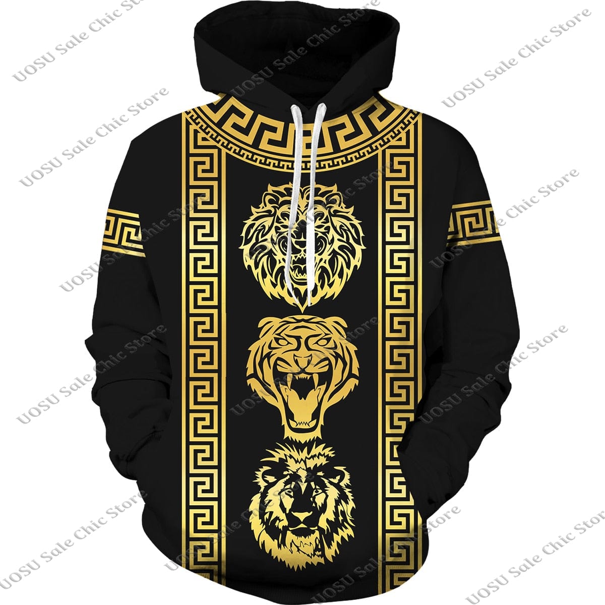 Men Women Golden Pattern Head Printed Hoodie/Trousers/Suit Graphic Oversize Hoodie Pants Tracksuit Mens Clothes Chandal