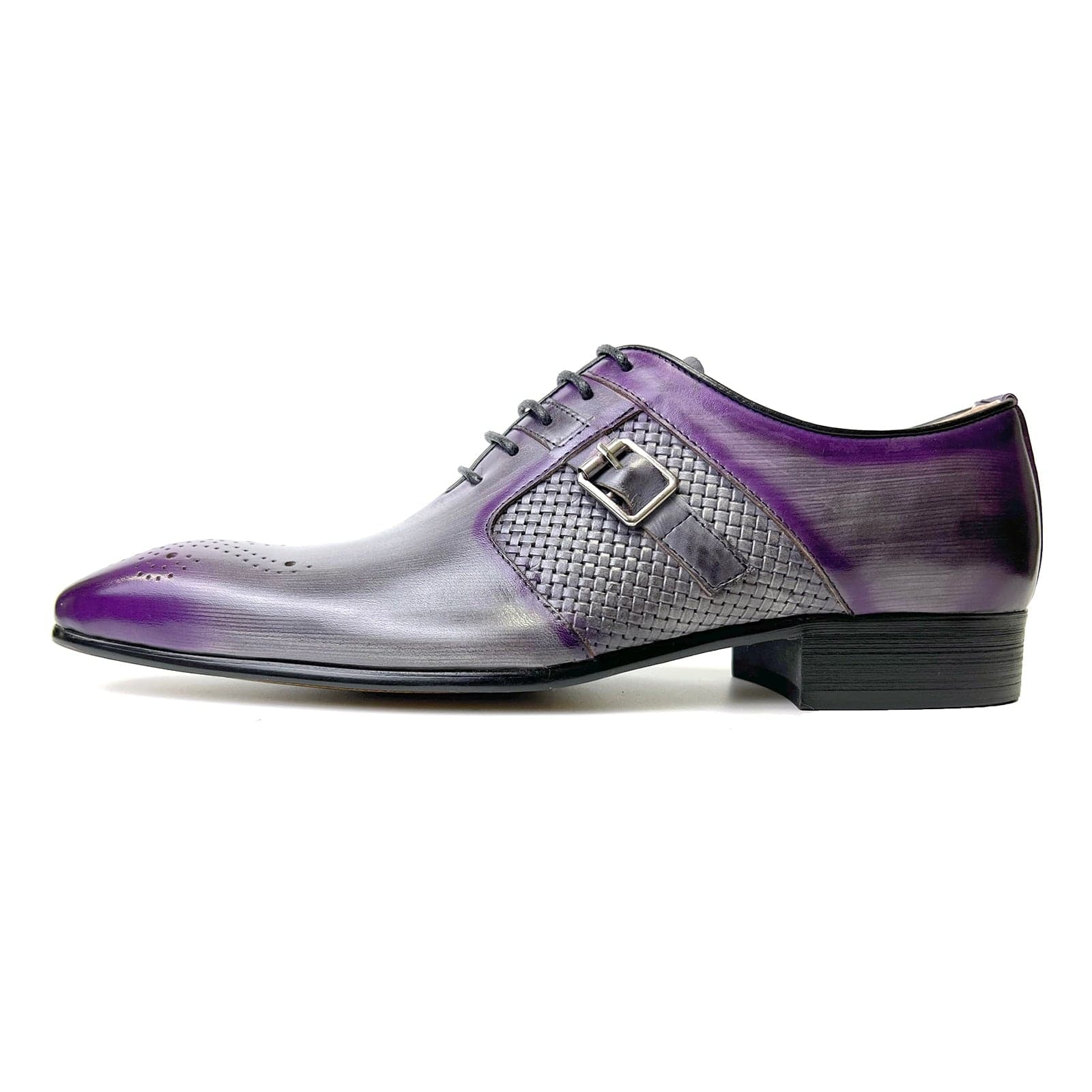 Luxury Brand Mens Dress Wedding High Quality Shoes  Brogues Leather Purple Mixed Colors Oxford Pointed Toe Shoes