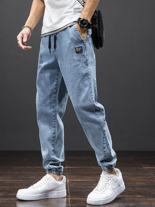 Primăvară Vară Blugi Cargo Negru Albastru Bărbați Streetwear Pantaloni de jogger din denim Pantaloni largi Harem pentru bărbați Mărimea Plus 6XL 7XL 8XL