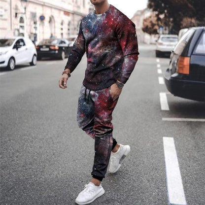 Men' s 3D SET Printed Long Sleeve Suit Men' s Sportswear Long Sleeve Men's