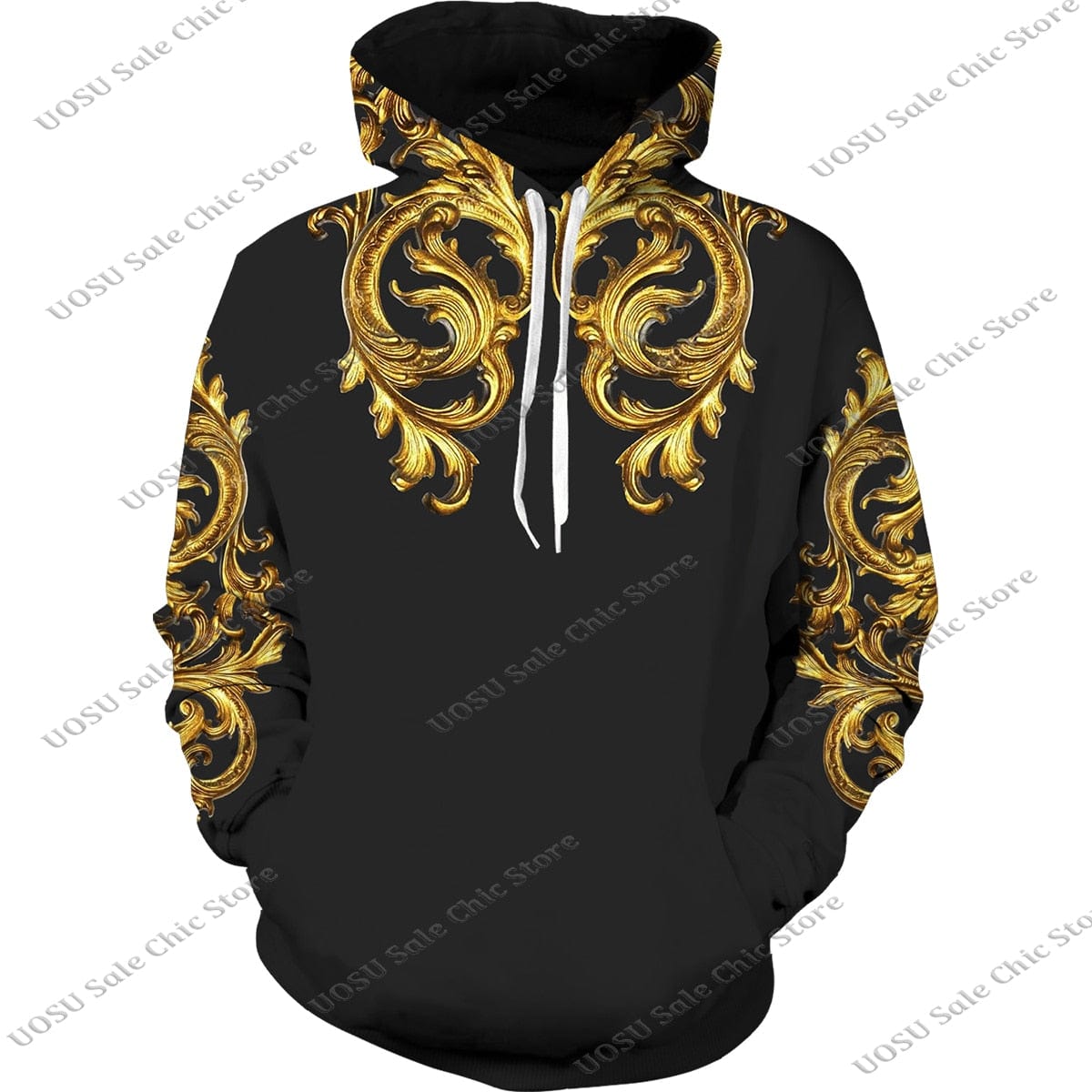 Men Women Golden Pattern Head Printed Hoodie/Trousers/Suit Graphic Oversize Hoodie Pants Tracksuit Mens Clothes Chandal