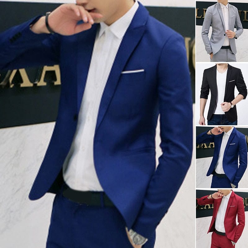 2022 Fashion Men Blazer Coat Slim Suit Formal One Button Black Casual Business Daily Jackets M-3XL Men Suit Jackets