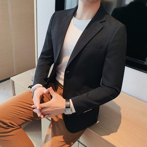 Jachete de costum clasice ocazionale Blazer pentru bărbați Nuntă Îmbrăcăminte slim Fit Blazer oversize cu un singur piept Mantoane de lux elegante coreeană