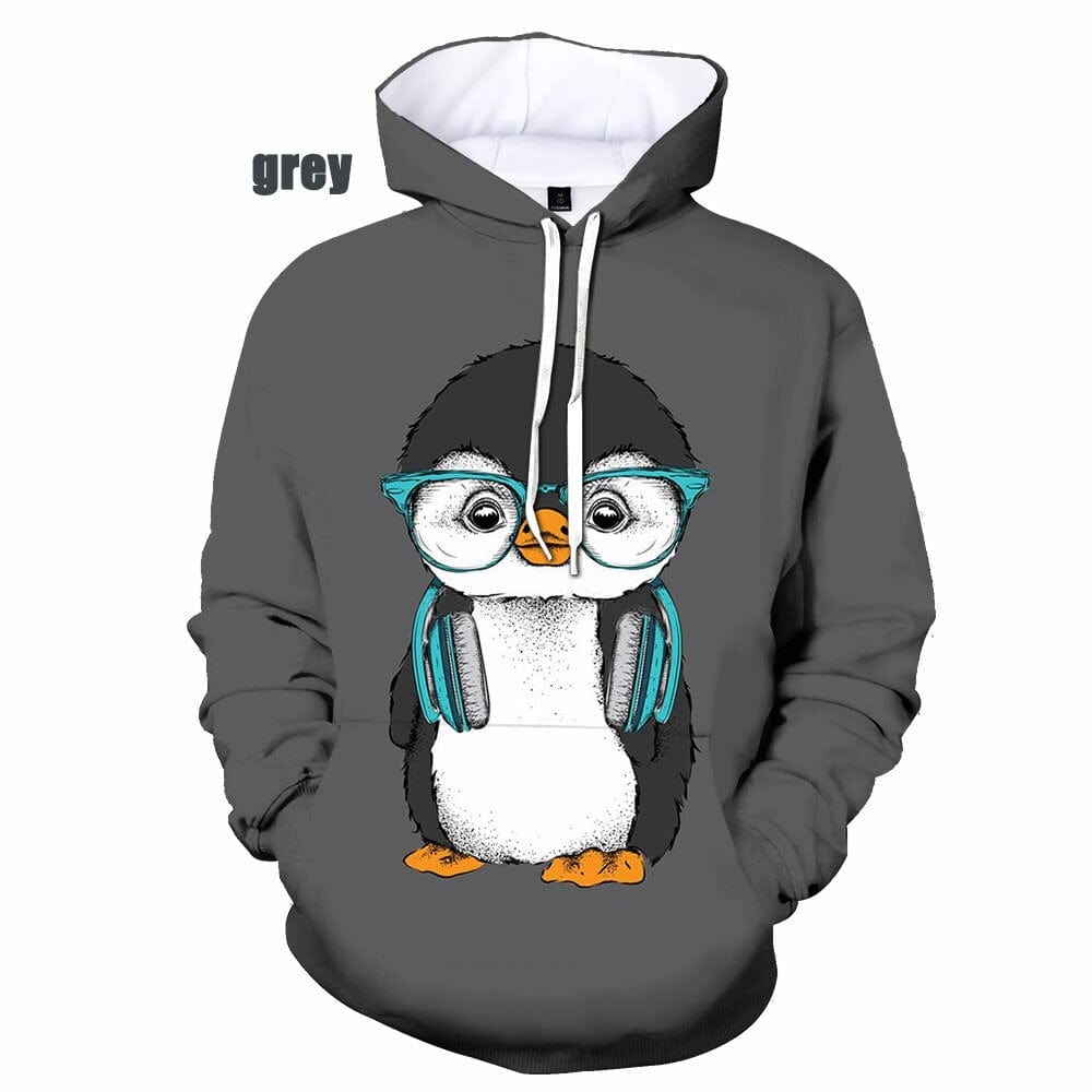 2022 Women Men New Fashion 3D Print Casual Hoodies Cute Penguin Print Pullover Sweatshirt Hoodie Size XS-5XL