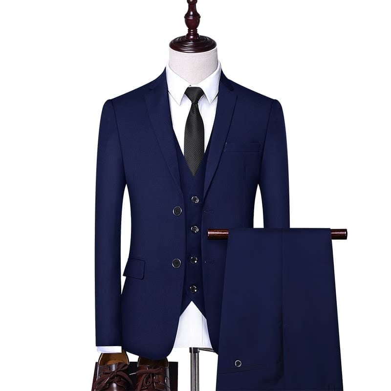 Formal Business Wedding 3 Pieces Suit Set / Male 2022 Blazers Jacket Pants Vest Trousers Dress Waistcoat