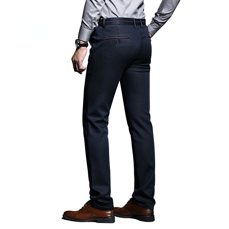 Fashion Men Suit Pants Large Size Fashion Office Meeting Business Casual Stretch Slim Comfortable Breathable Black Blue Trousers