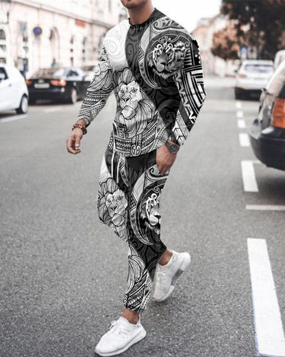Men' s 3D SET Printed Long Sleeve Suit Men' s Sportswear Long Sleeve Men's