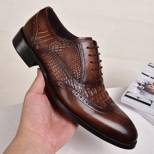 Men casual shoes Brock Oxford retro leather men formal shoes spring and autumn 2022 new men&#39;s  shoes for men