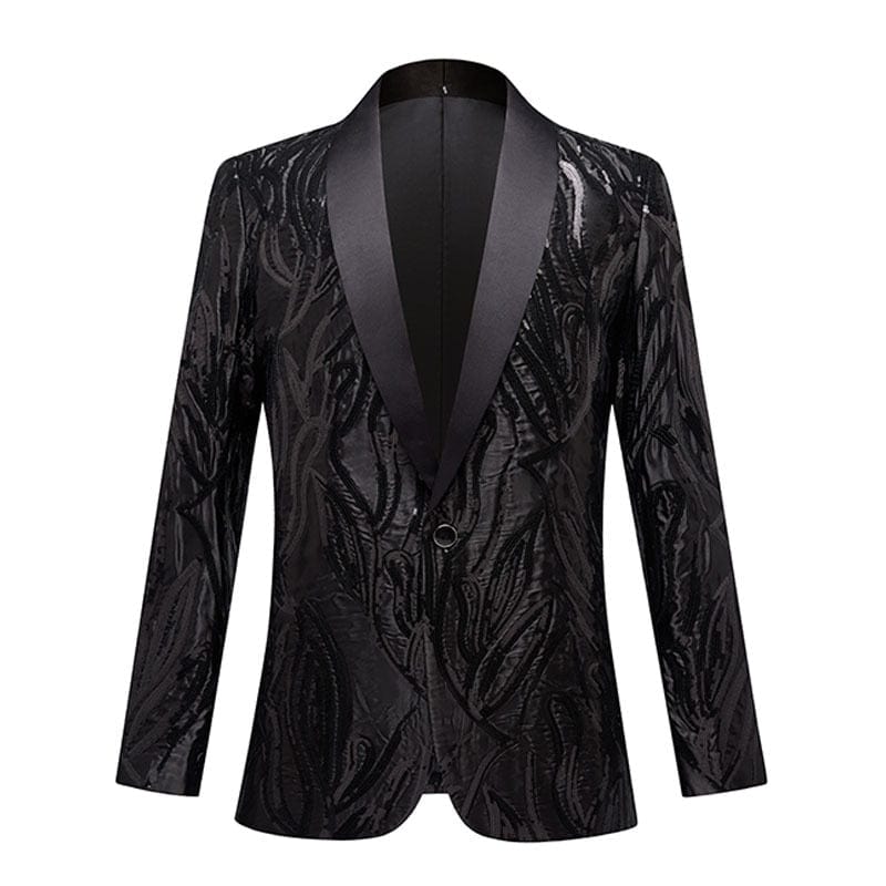 Men Luxury Red Velvet Sequins Floral Pattern Suit Jacket Blazer Stylish Shawl Lapel Blazers Men Party Stage Singer Costume Homme