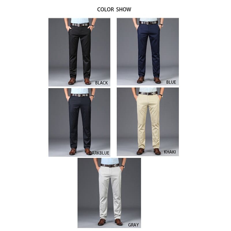 BROWON 2022 New Arrival Casual Pants Men Mid Waist Straight Formal Long Trouser Adult Solid Color Flat Design Pant Business Men