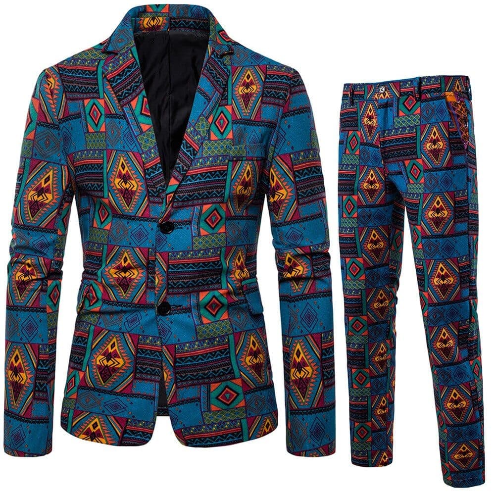 New Men's Fashion Suit Two-piece Casual Blazers 3D Floral Print Fashion Men Blazer Mens Suits with Pants Party Stage Bar