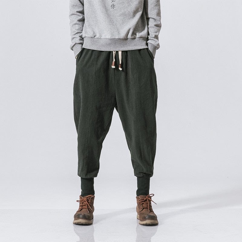 MrGB  Chinese Style Men Cotton Linen Harem Pants Streetwear Man Casual Joggers Harajuku Elastic Waist Male Oversized Trouser