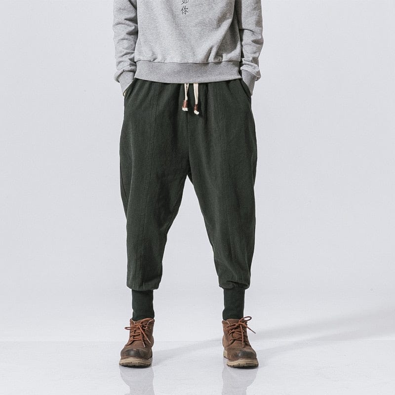 MrGB 2022 Chinese Style Men Cotton Linen Harem Pants Streetwear Man Casual Joggers Harajuku Elastic Waist Male Oversized Trouser