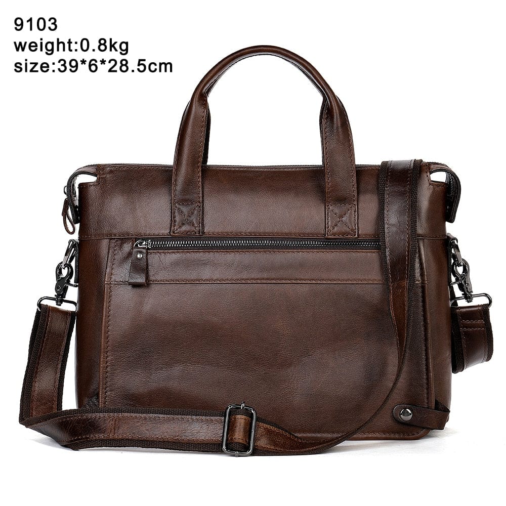 WESTAL Men's Leather Handbags Totes Bags Men Leather Laptop Bags Men's Shoulder Bag Business Briefcases Crossbody Messenger Bag