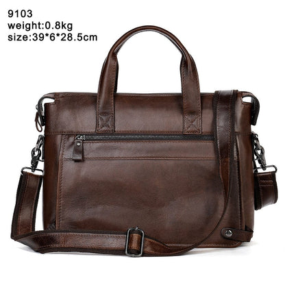 WESTAL Men's Leather Handbags Totes Bags Men Leather Laptop Bags Men's Shoulder Bag Business Briefcases Crossbody Messenger Bag