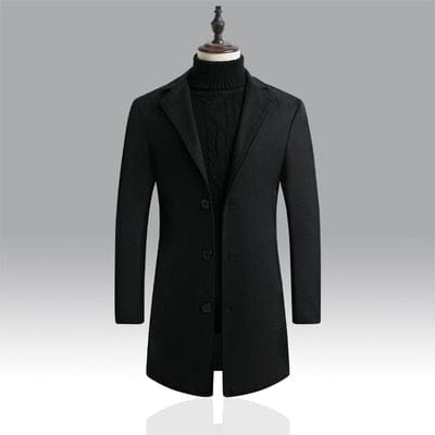 New Men's Casual Long Windbreaker Jacket / Male Solid Color Single Breasted Trench Coat Jacket