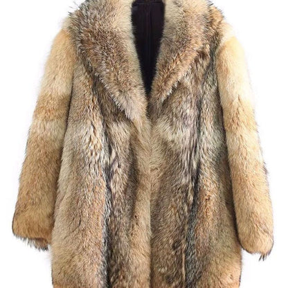 High-end Direct Sales Men's Medium and Long Wolf Fur Coat Fur Coat Mink Fur Coat Men
