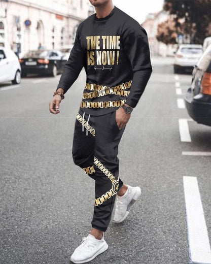 Men' s 3D SET Printed Long Sleeve Suit Men' s Sportswear Long Sleeve Men's