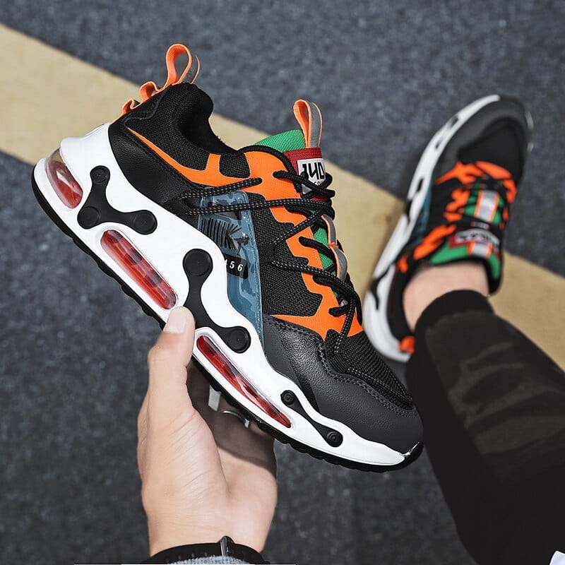 Trend Summer Air Cushioning Running Shoes Men Mesh Breathable Chunky Sneakers Outdoor Walking Sports Shoes Fitness Travel Shoes