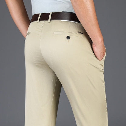 BROWON  New Arrival Casual Pants Men Mid Waist Straight Formal Long Trouser Adult Solid Color Flat Design Pant Business Men