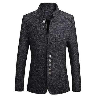 Custom Blazers Chinese Style Stand Collar Printed Suit Jacket / High End Business Casual Large Size M-5XL