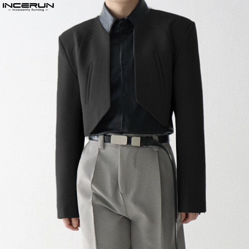 Fashion Men Blazer Solid Color Open Stitch Long Sleeve Streetwear Irregular Thin Suits Men 2022 Casual Crop Coats S-5XL INCERUN