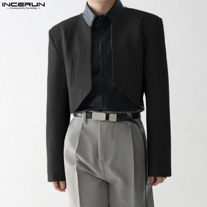 Fashion Men Blazer Solid Color Open Stitch Long Sleeve Streetwear Irregular Thin Suits Men  Casual Crop Coats S-5XL INCERUN